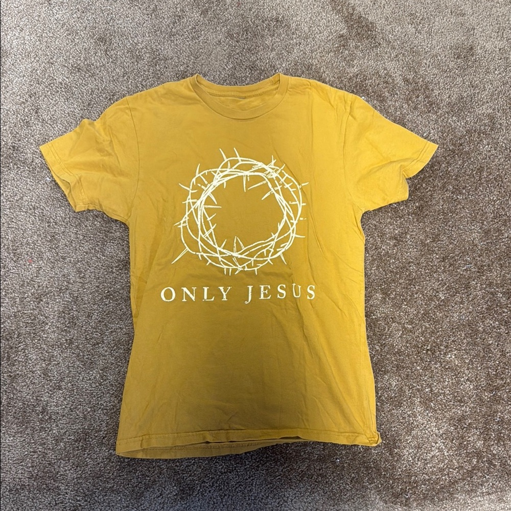 Yellow Graphic T-Shirt with Crown of Thorns Design